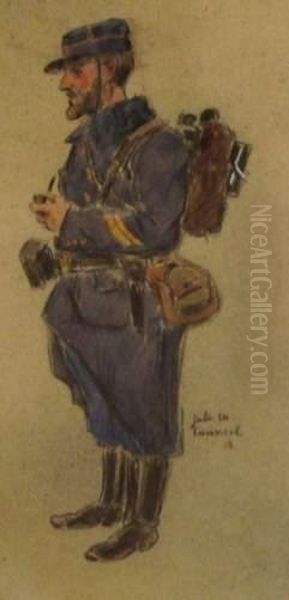 Sans Titre [soldat Au Repos] Oil Painting by Jules Marie Canneel