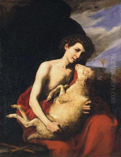 Saint Jean-Baptiste enfant avec l'Agneau Oil Painting by Jusepe de Ribera