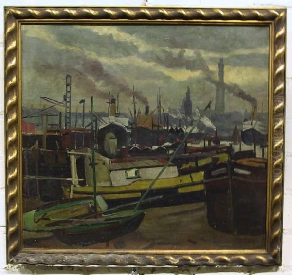 Zicht Op Een Industriestad Oil Painting by Marcel Canneel