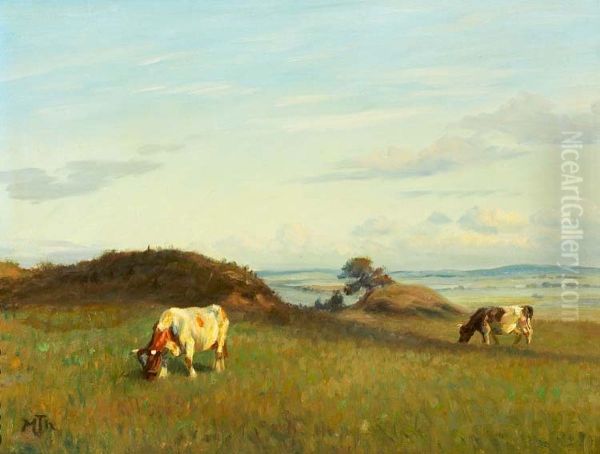 Cows in the fields. Oil Painting by Hans Michael Therkildsen