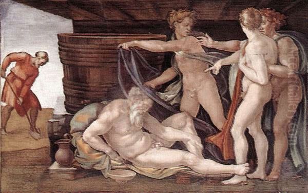 Drunkenness of Noah Oil Painting by Michelangelo