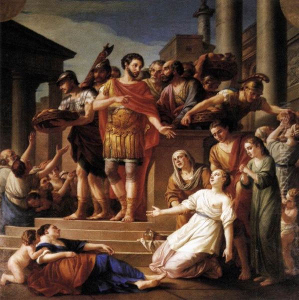 Marcus Aurelius Distributing Bread to the People Oil Painting by Joseph-Marie Vien