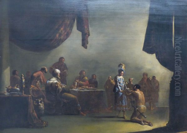 Salome recevant la tete de saint Jean-Baptiste Oil Painting by Leonaert Bramer