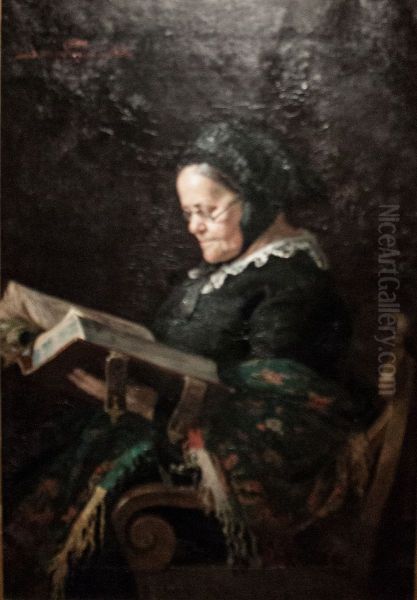 Reading granny Oil Painting by Jenny Nystrom