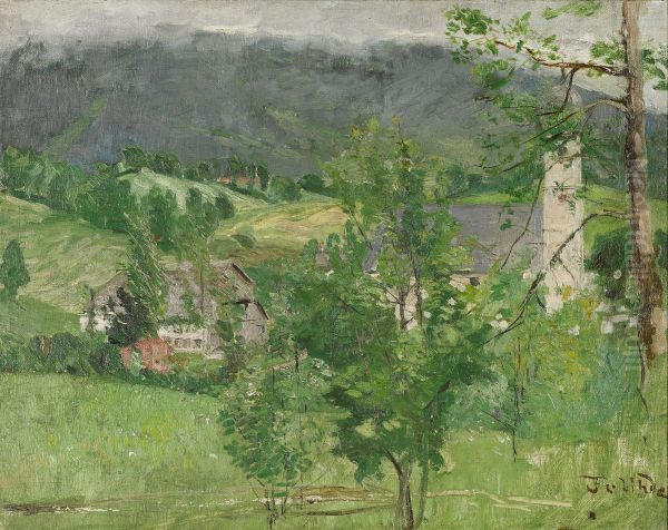 Rottach on Lake Tegernsee Oil Painting by Fritz von Uhde