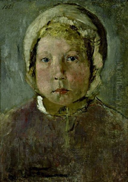 Head of a Girl Oil Painting by Fritz von Uhde