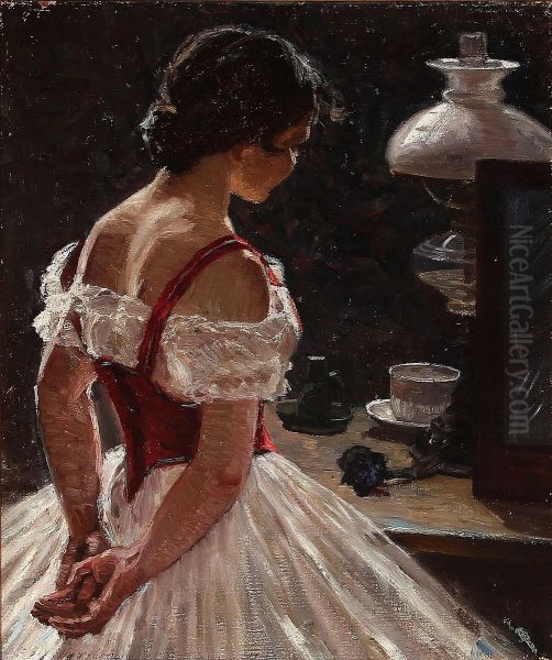 A ballerina seen from behind. Oil Painting by Christian Aigens