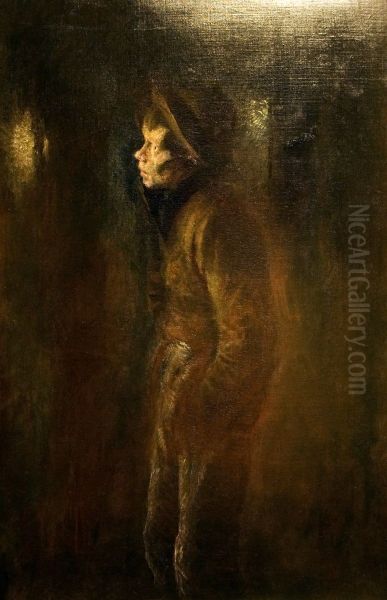 Vagabond Walking at Night Oil Painting by Laszlo Mednyanszky