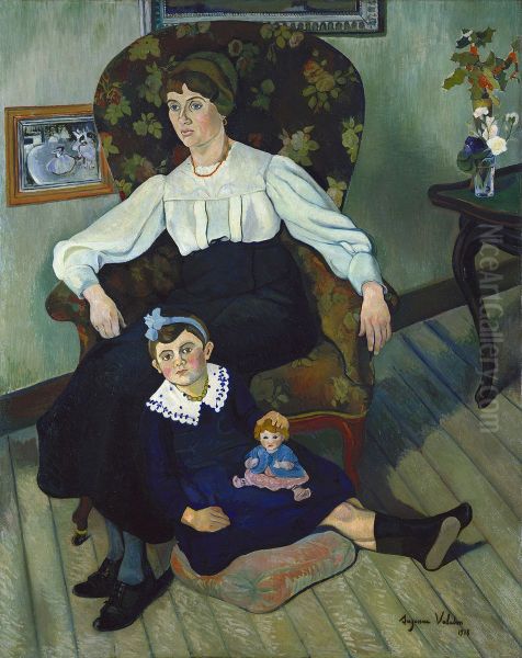 Portrait de Marie Coca et sa fille Oil Painting by Suzanne Valadon