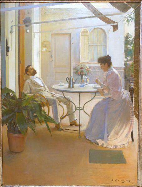 Open Air Interior Oil Painting by Ramon Casas