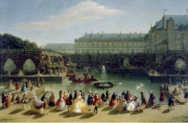 Fete a Luneville en 1742 par Laurent Charpentier Oil Painting by unknown