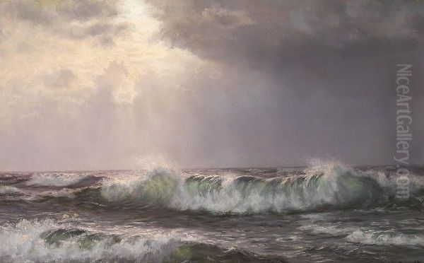 Breakers at the coast. Oil Painting by Johannes Herman Brandt