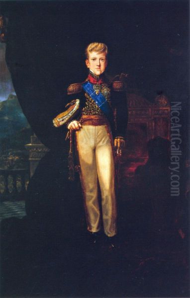 Portrait of His Majesty Emperor Pedro II Oil Painting by Felix Taunay, Baron of Taunay