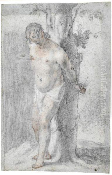 St Sebastian Oil Painting by Hendrik Goltzius