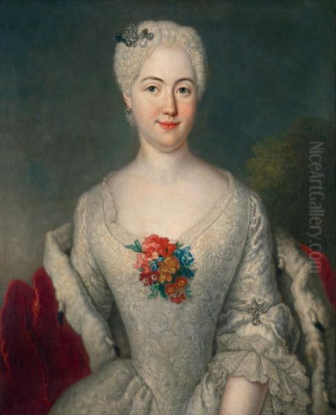 Portrait ofAnna Friederike of Promnitz-Pless(1711-1750), wife ofAugustus Louis, Prince of Anhalt-Kothen Oil Painting by Antoine Pesne