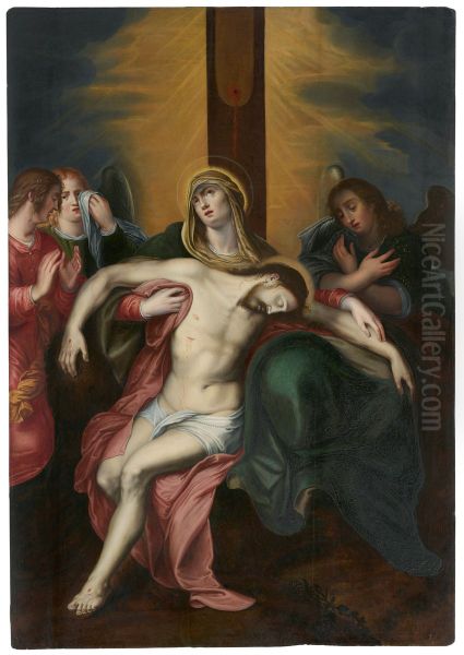 The Lamentation of Christ with Angels Oil Painting by Otto van Veen