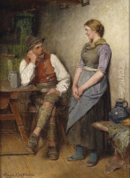 Der Verehrer in der Stube Oil Painting by Hugo Kauffmann