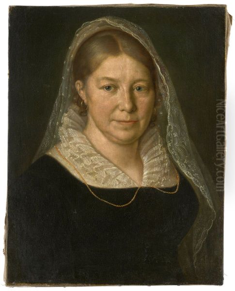 Anna Maria Mosbrugger, nee Huetlin (1774-1829), the Painter's Second Wife Oil Painting by Wendelin Moosbrugger