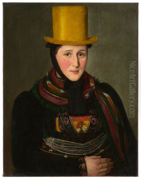 Portrait of Katharina Werle, nee Rombach (1808 - 1863) Oil Painting by Lukas Kirner