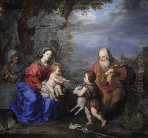 Holy family with saint John and saint Anne Oil Painting by Joachim von Sandrart the Elder