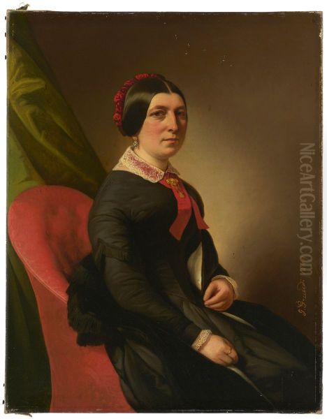 Portrait of a Seated Lady Oil Painting by Johann Grund