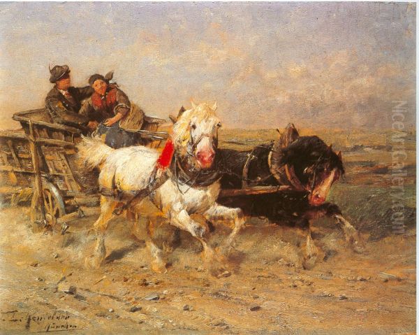 Lustige Fahrt Oil Painting by Friedrich Eckenfelder