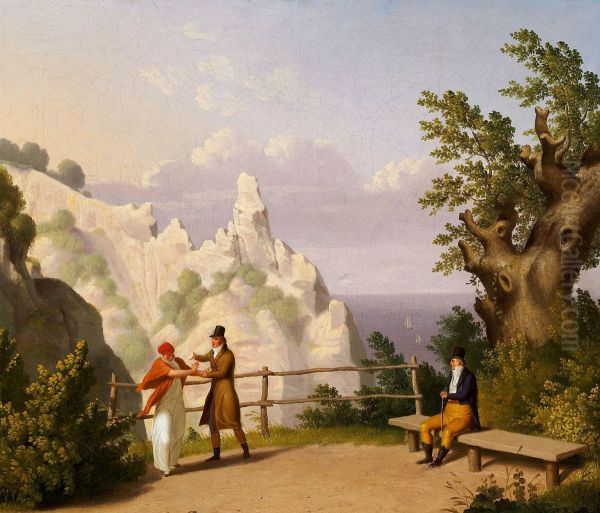 Udsigt af Mons Klint og Sommerspiret Oil Painting by Christoffer Wilhelm Eckersberg