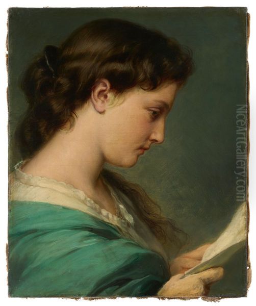 Jeune femme lisant une lettre Oil Painting by Franz Xaver Winterhalter