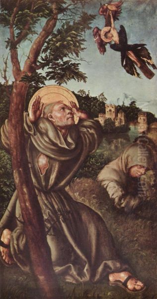 The Stigmatisation of St Francis Oil Painting by Lucas Cranach the Elderand workshop