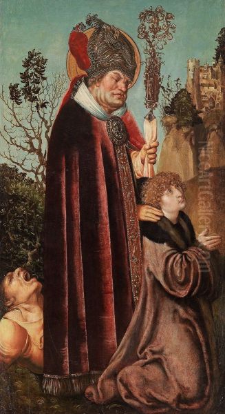 Der hl. Valentin mit kniendem Stifter Oil Painting by Lucas Cranach the Elder