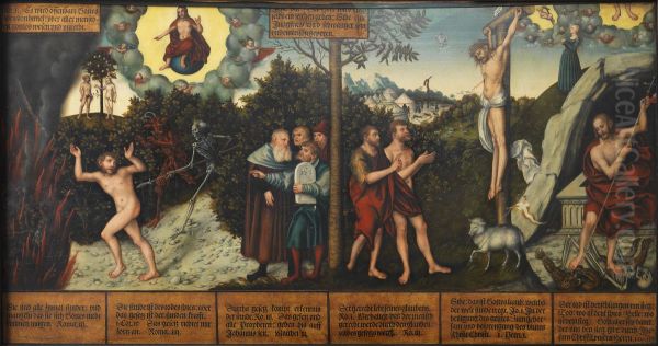 Law and Grace Oil Painting by Lucas Cranach the Elderand workshop