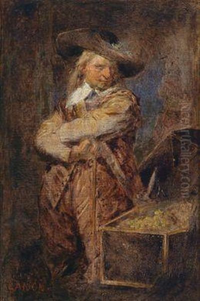 Ein Mann Im Kostum Der Zeitoliver Cromwells Neben Einer Geoffneten Schatztruhe Stehend Oil Painting by Hans (Johann von Strasiripka) Canon