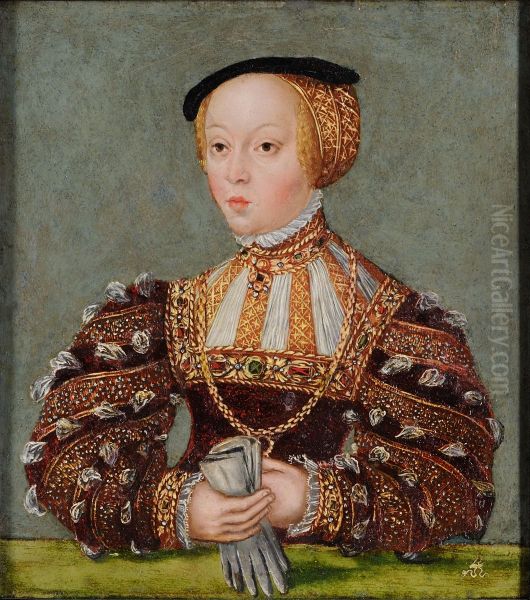 Portret Elzbiety Austriackiej Habsburg (1526-1545), I-szej zony Zygmunta Augusta Oil Painting by Lucas Cranach the Younger