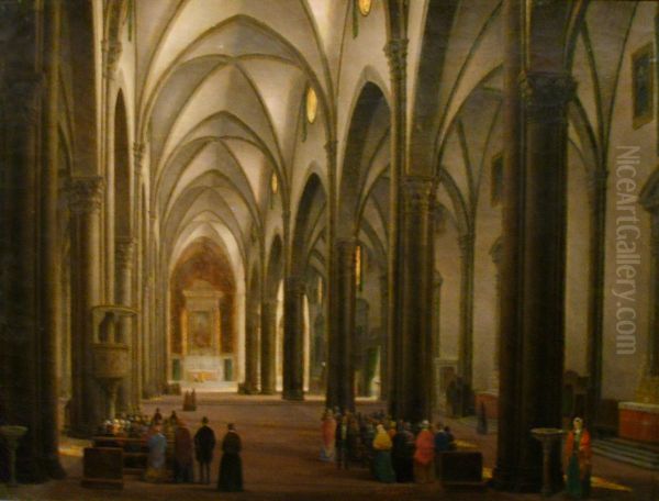 interno di santa maria novella Oil Painting by Fabio Borbottoni