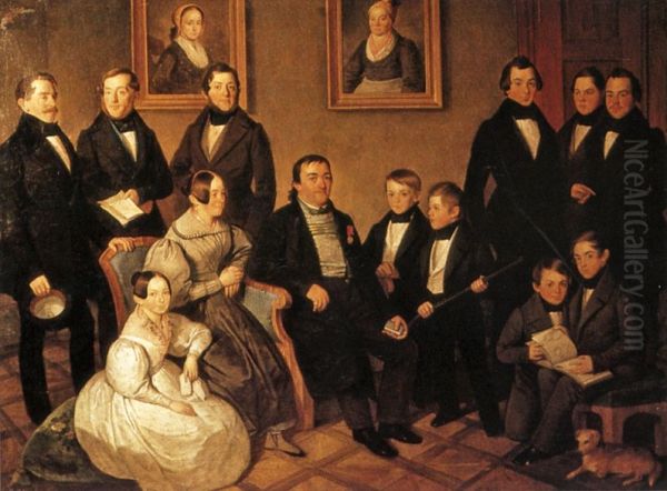 Familie des Sensengewerken Gottlieb Weinmeister in Spital am Pyhrn Oil Painting by Franz Xaver Bobleter