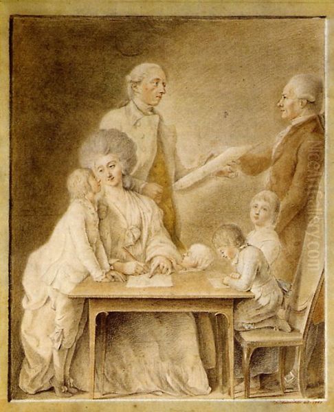 Die Familie Johann Valentin Meyer und der Kunstler Chodowiecki Oil Painting by Daniel Nikolaus Chodowiecki