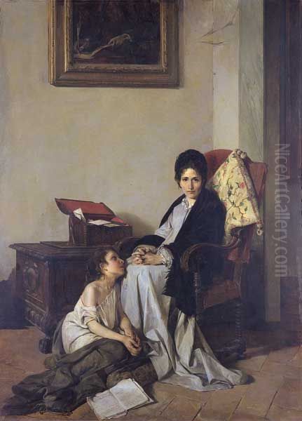 Nessun maggior dolore che ricordarsi del tempo felice nella miseria Oil Painting by Raffaele Faccioli