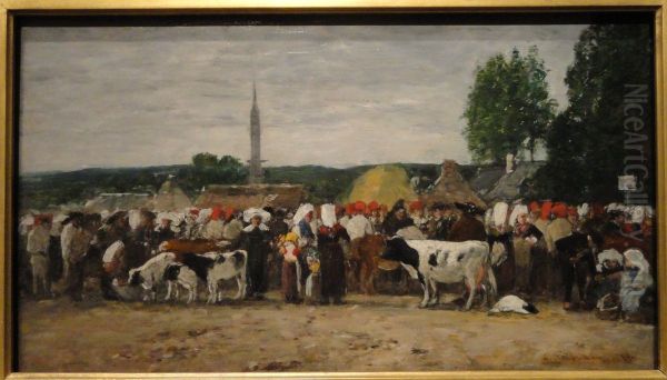 Fair in Brittany Oil Painting by Eugene Louis Boudin