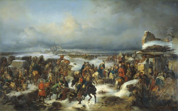 The capture of the Prussian fortress of Kolberg on 16 December 1761 Oil Painting by Alexander Kotzebue