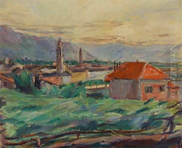 Das rote Haus Oil Painting by Anton Faistauer