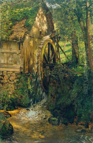 Black Forest Mill Oil Painting by Curt Liebich