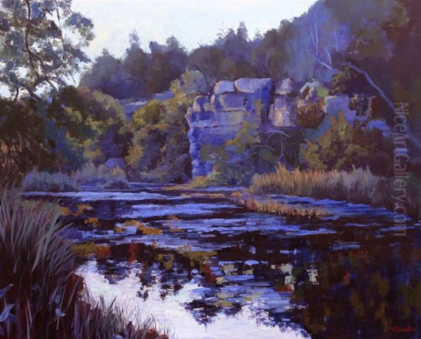 Fall Creek Evening Oil Painting by unknown