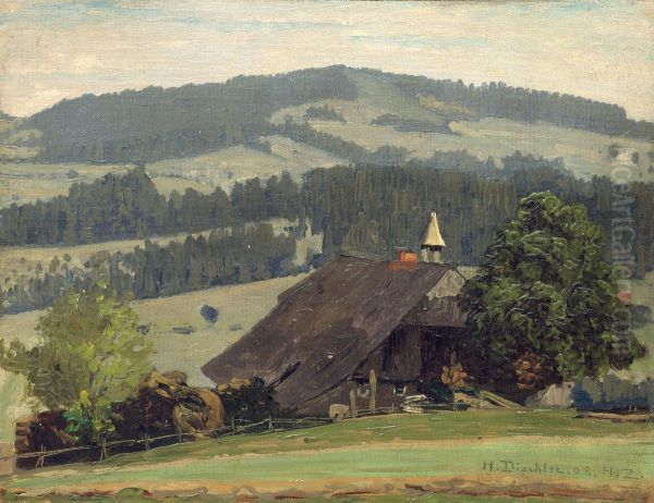 Ospelehof Farm in Hinterzarten Oil Painting by Hermann Dischler