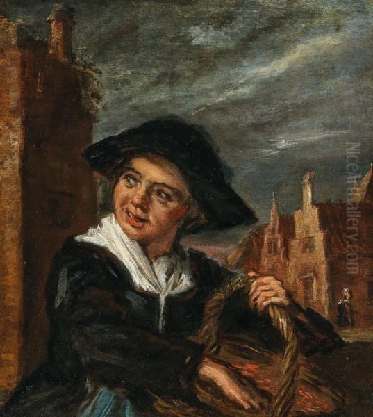 A fisher-girl before a town square Oil Painting by Frans Hals