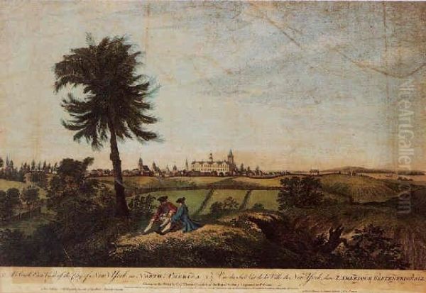 A South East View Of New York In North America; And A South West View Of New York In North America Oil Painting by Pierre Ch. Canot