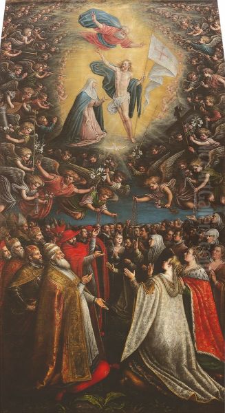 Madonna del Rosario con Cristo morto, angeli e regnanti Oil Painting by Leandro Bassano