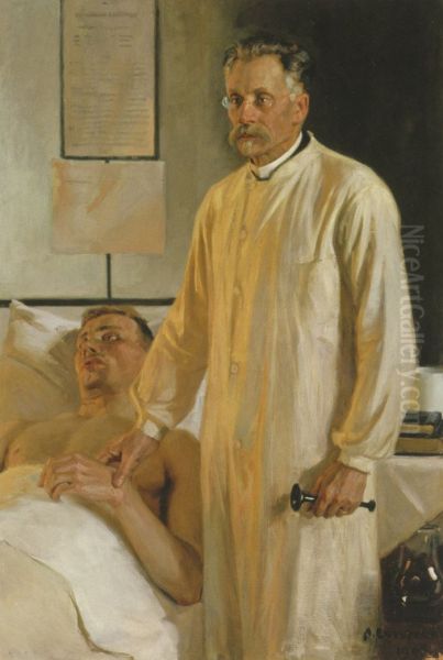 Professor Johan Wilhelm Runeberg Oil Painting by Albert Edelfelt