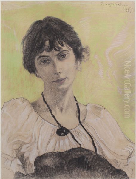 Portrait of Bronislawa Wieniawa-Dlugoszowska Oil Painting by Stanislaw Ignacy Witkiewicz