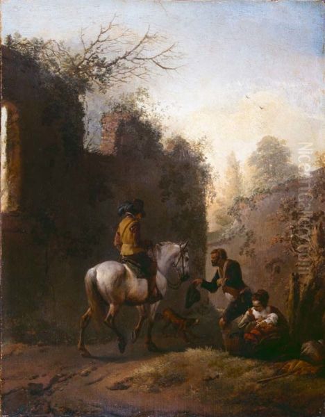 A horseman and beggars Oil Painting by Philips Wouwerman