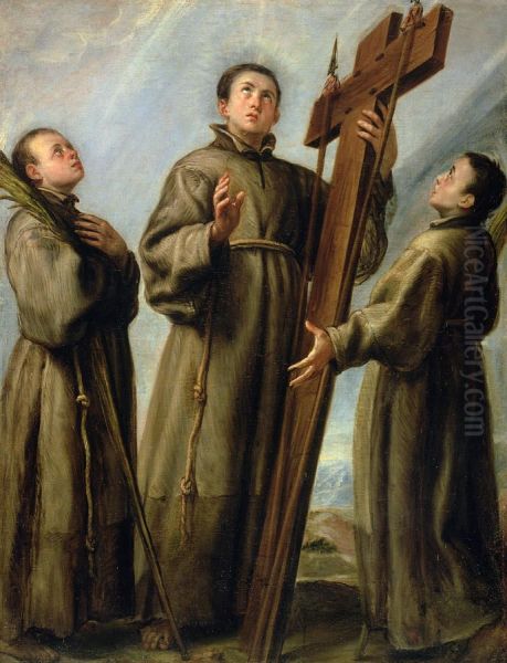 Three Franciscan Martyrs in Japan Oil Painting by Juan Carreno De Miranda